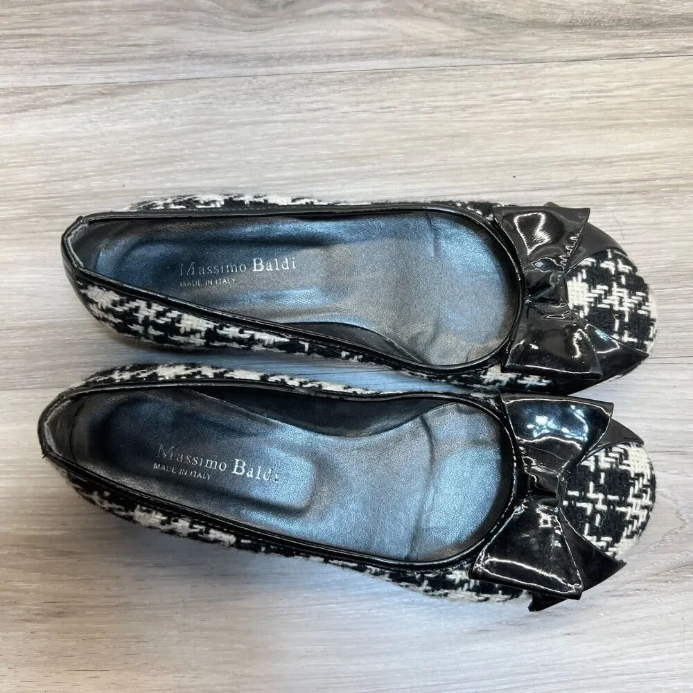 MASSIMO‎ BALDI ITALY 6.5 B WOMEN'S BLACK & WHITE SLIP-ON BALLET FLATS SHOES